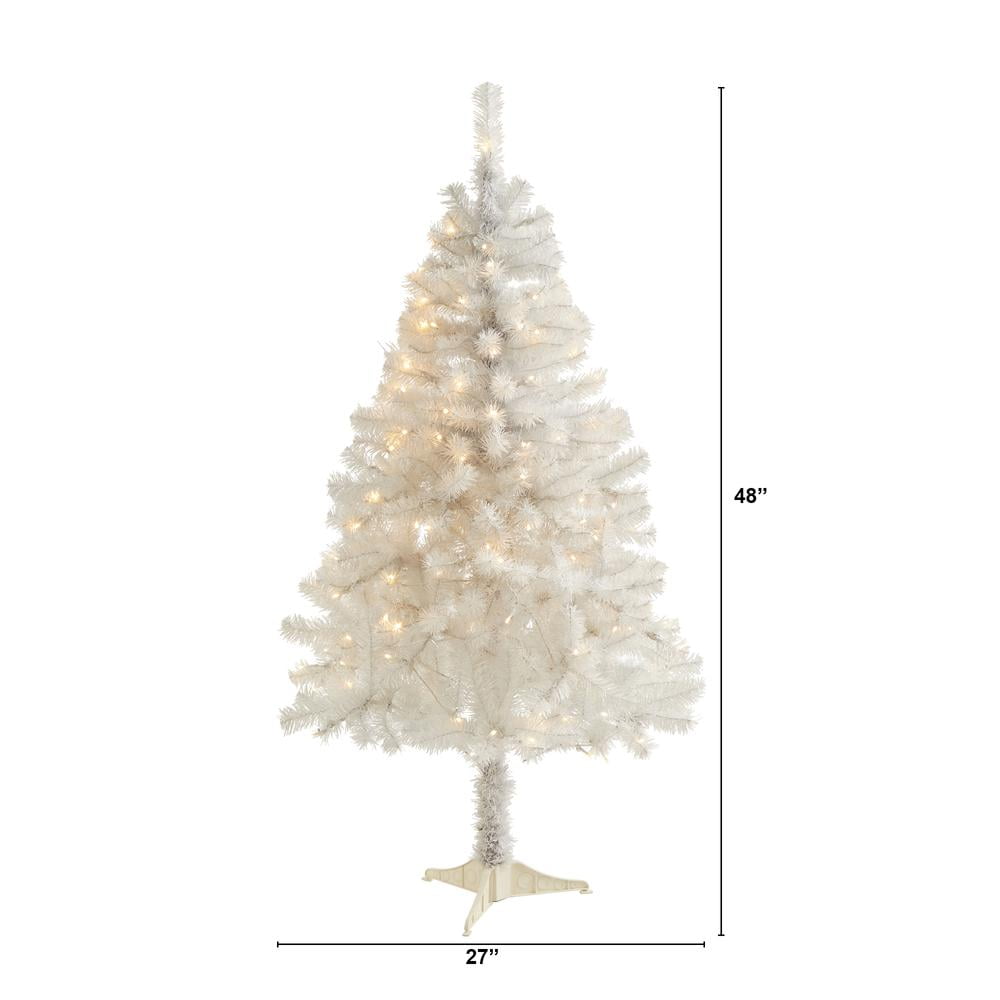 4ft White Pre-Lit Artificial Christmas Tree with Clear LED Lights