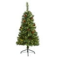 thumbnail image 1 of Nearly Natural 4ft. White Mountain Pine Artificial Christmas Tree with 100 Clear LED Lights and Pine Cones, 1 of 7
