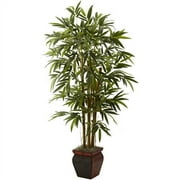 Nearly Natural 5.5 Bamboo Artificial Plant with Decorative Planter, Green
