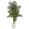 thumbnail image 1 of Nearly Natural 5.5' Golden Cane Artificial Palm Tree in White Planter, 1 of 4