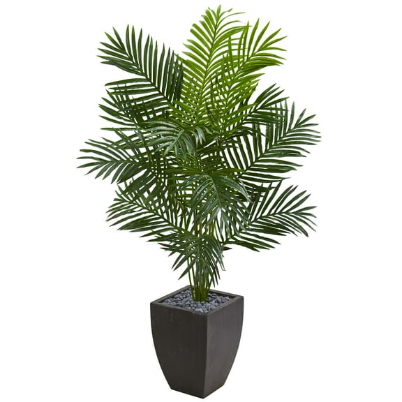 Nearly Natural 5.5' Paradise Artificial Palm Tree in Black Planter