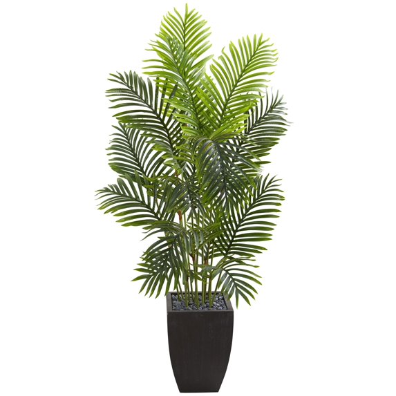Nearly Natural 5.5' Paradise Palm Artificial Tree in Square Planter - h: 5.5 ft. w: 28 in. d: 28 in