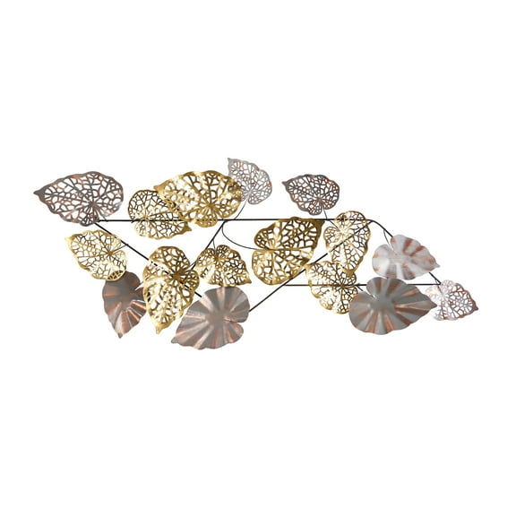Nearly Natural 5.5' x 2' Scattered Metal Leaves Decorative Art, Multicolor