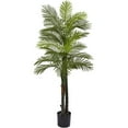 thumbnail image 1 of Nearly Natural 5.5ft. Double Robellini Palm Artificial Tree Uv Resistant, Indoor/Outdoor, Green, 1 of 4