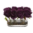 thumbnail image 1 of Nearly Natural 5.5in. Blooming Roses in Glass Vase Artificial Flower Arrangement, Purple, 1 of 2