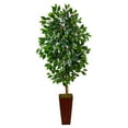 thumbnail image 1 of Nearly Natural 5' Ficus Artificial Tree in Bamboo Planter, 1 of 4