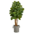 thumbnail image 1 of Nearly Natural 5' Fiddle Leaf Artificial Tree in Natural Jute Planter, 1 of 4