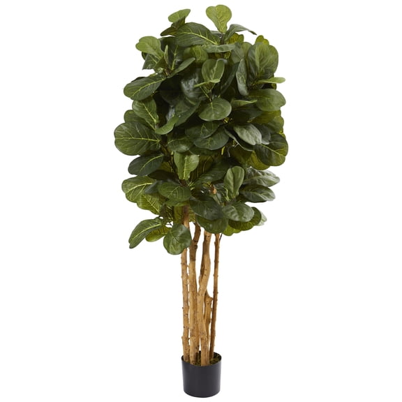 Nearly Natural 5' Fiddle Leaf Fig Artificial Tree, Green
