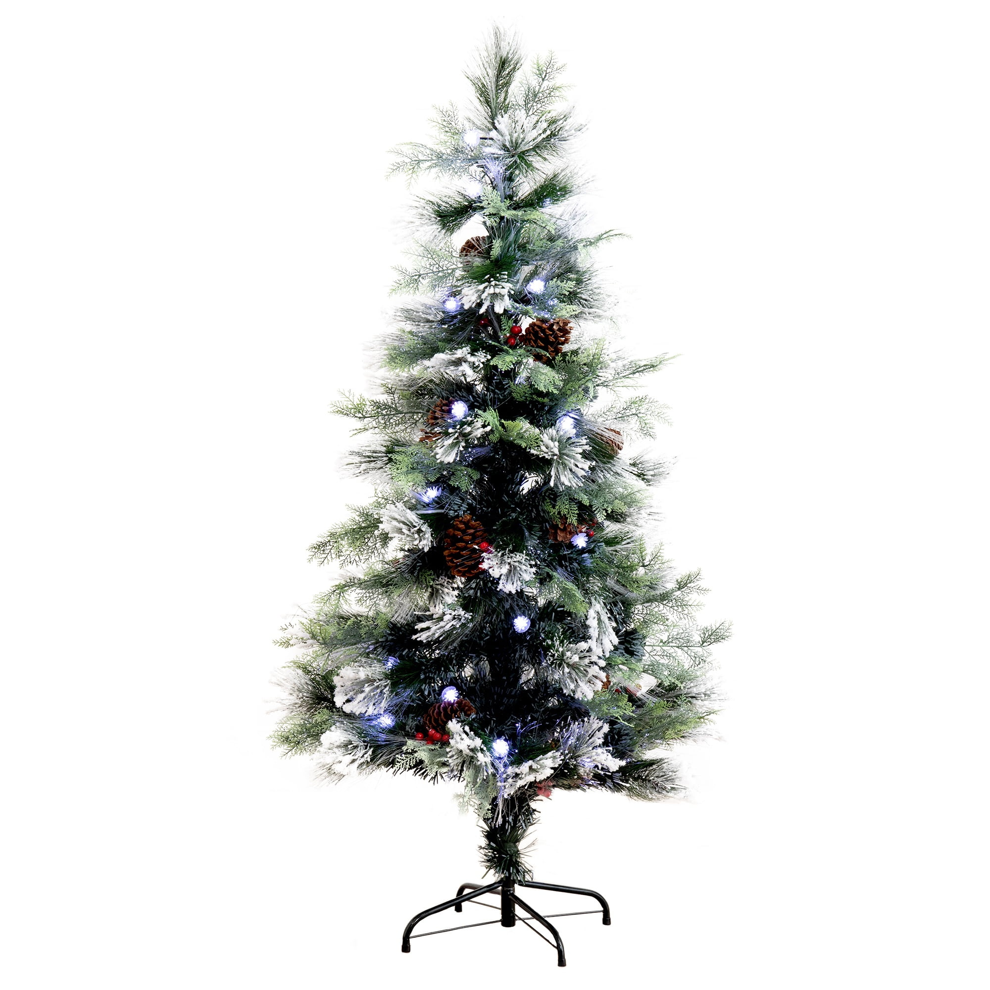 Nearly Natural 5' Flocked PreLit Fiber Optic Artificial Christmas Tree
