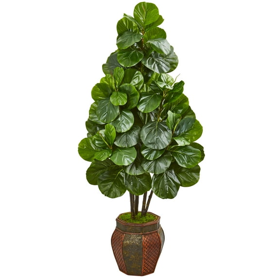 Nearly Natural 5-Ft. Fiddle Leaf Fig Artificial Tree in Decorative Planter