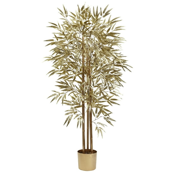 Nearly Natural 5' Golden Bamboo Tree, Green