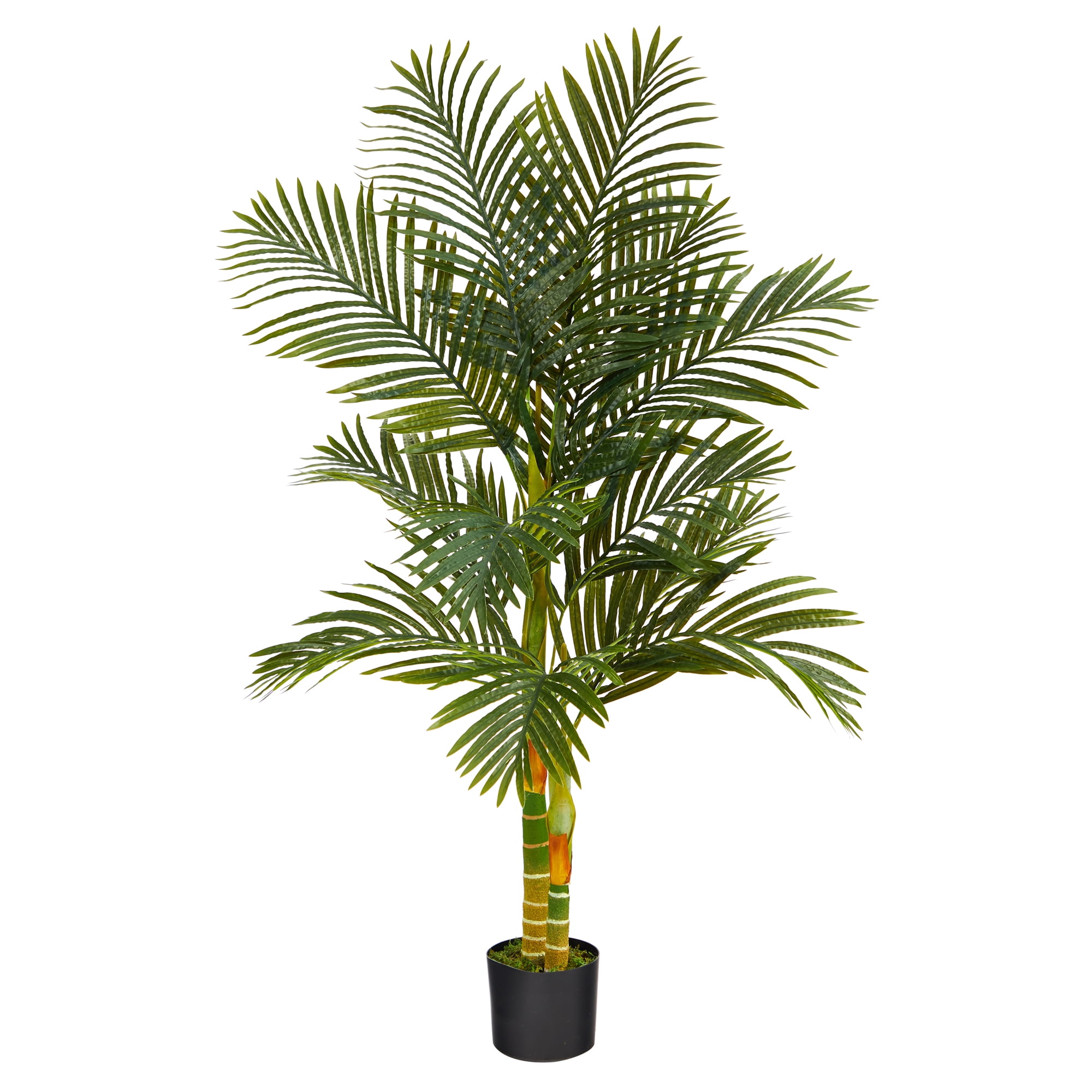 Nearly Natural 5' Golden Cane Palm Artificial Tree in Pot, Green