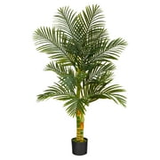 Nearly Natural 5' Golden Cane Palm Artificial Tree in Pot, Green