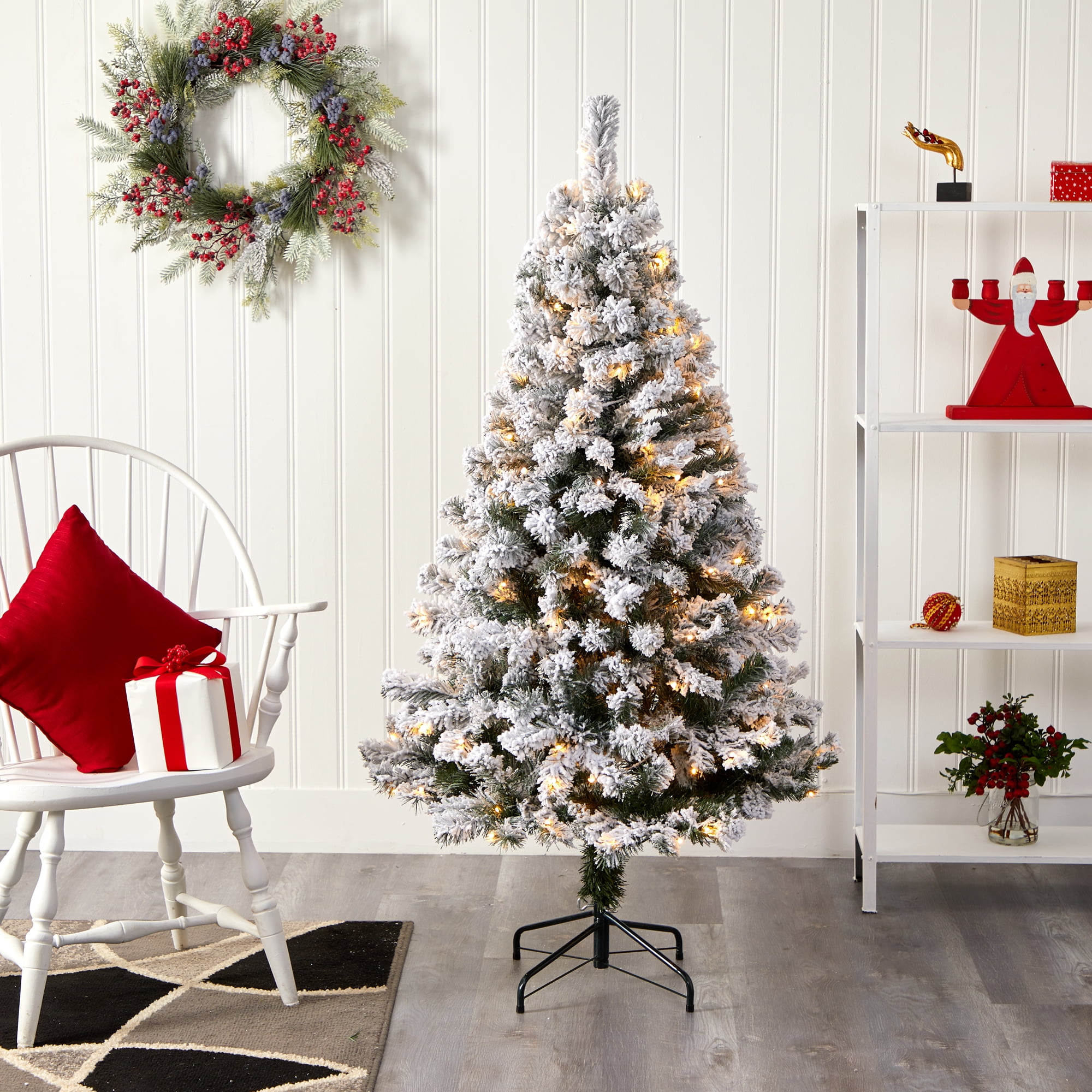 5' Flocked Fir Prelit LED Artificial Christmas Tree
