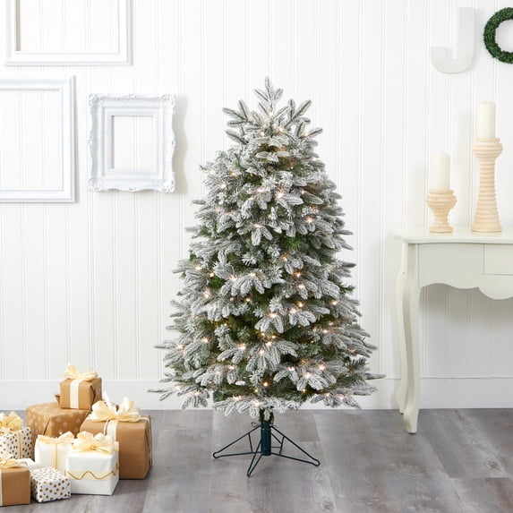 Nearly Natural 5' Prelit LED Flocked Fir Artificial Christmas Tree