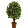 thumbnail image 1 of Nearly Natural 5' Super Deluxe Artificial Ficus Tree in Wicker Planter, 1 of 3