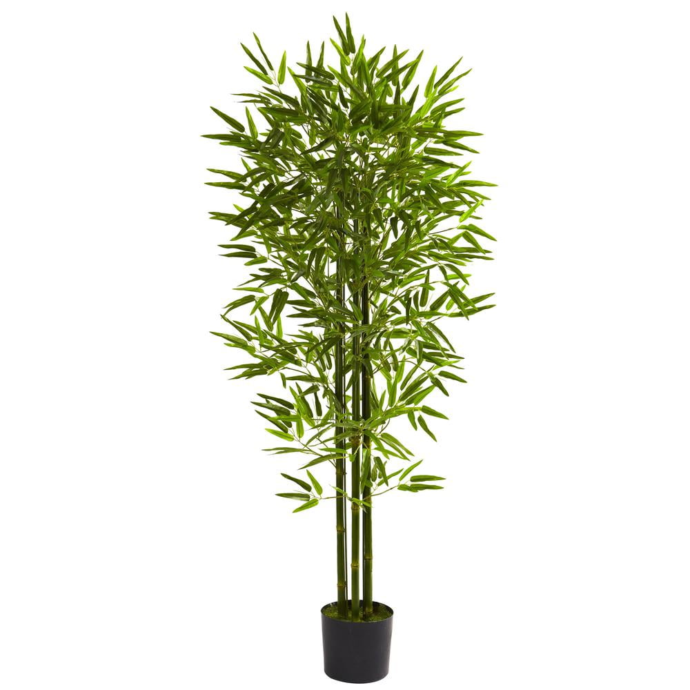 5ft Green UV Resistant Bamboo Tree in Black Plastic Pot