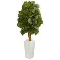 thumbnail image 1 of Nearly Natural 5 ft. Fiddle Leaf Artificial Tree in White Tower Planter, 1 of 4