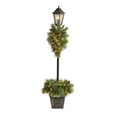 thumbnail image 1 of Nearly Natural 50 Warm White LED Lights, 5' Holiday Pre-lit Decorated Lamp Post with Artificial Christmas Greenery, Indoor Outdoor Patio Porch Decor, 1 of 10
