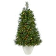 thumbnail image 1 of Nearly Natural 50in. Golden Tip Washington Pine Artificial Christmas Tree with 100 Clear Lights, Pine Cones and 336 Bendable Branches in White Planter, 1 of 6