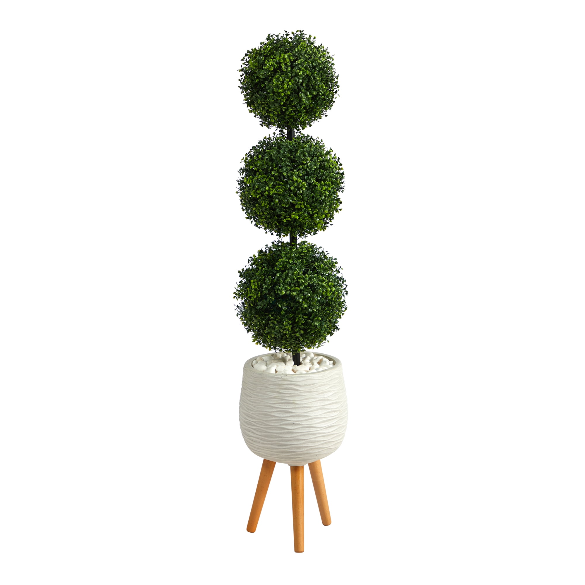 Nearly Natural 51" Plastic Boxwood Artificial Topiary, Green
