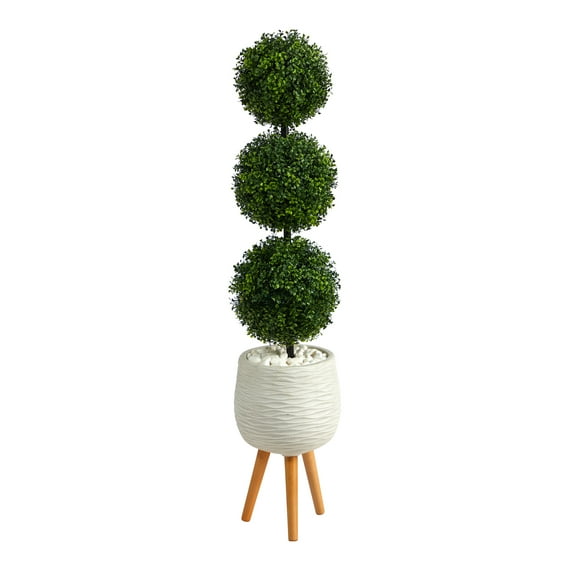 Nearly Natural 51" Plastic Boxwood Artificial Topiary, Green