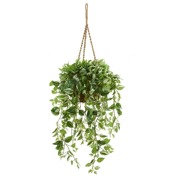 Nearly Natural 51in. Wandering Jew Artificial Plant in Hanging Basket (Real Touch)