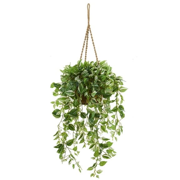 Nearly Natural 51in. Wandering Jew Artificial Plant in Hanging Basket (Real Touch)