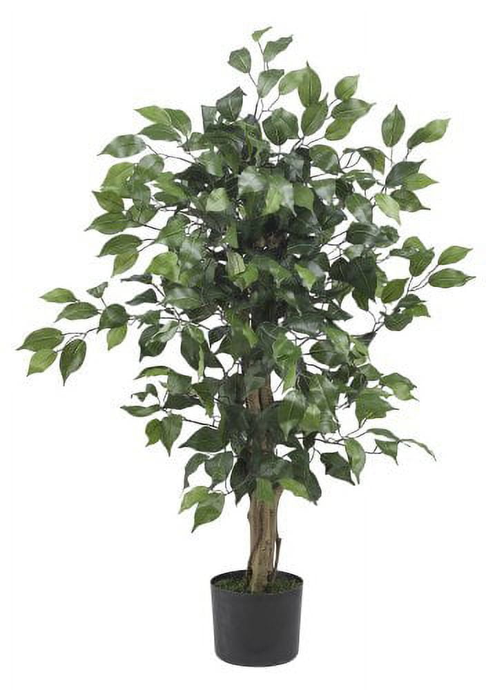 Elegant Ficus Silk Floor Plant in Black Pot, 35" Outdoor-Ready