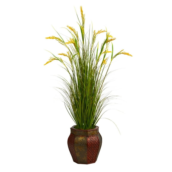 Nearly Natural 53" Wheat Grain Artificial Plant in Decorative Planter, Green