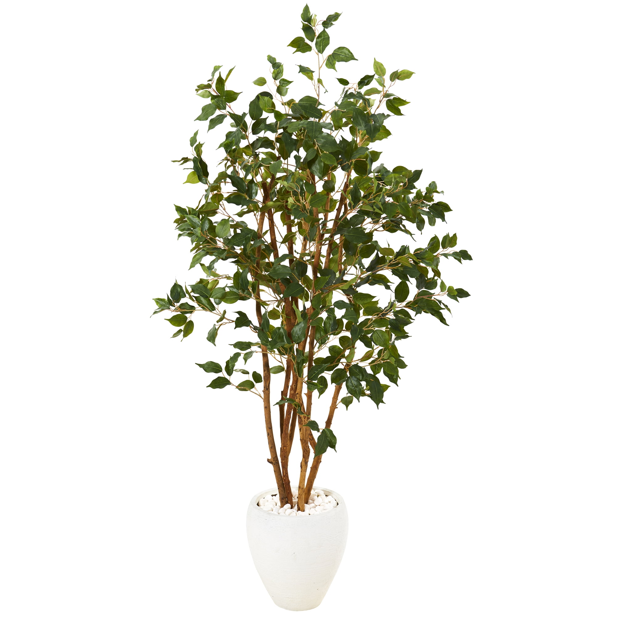 Nearly Natural 53in. Ficus Artificial Tree in White Planter - Walmart.com