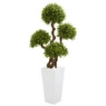 thumbnail image 1 of Nearly Natural 55” Four Ball Boxwood Artificial Topiary Tree in Tall White Planter, 1 of 3