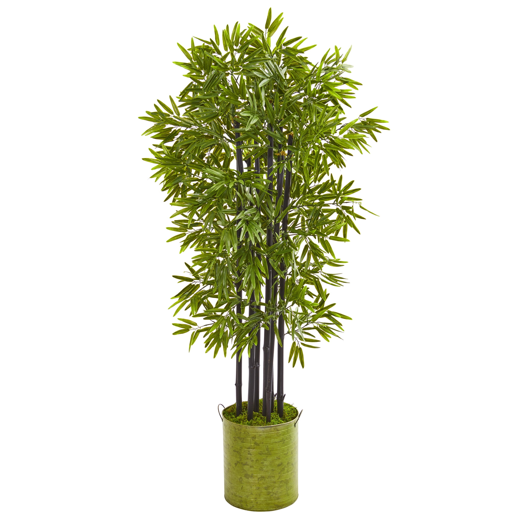 Nearly Natural 57” Bamboo Artificial Tree with Black Trunks in Green Planter UV Resistant (Indoor/Outdoor)