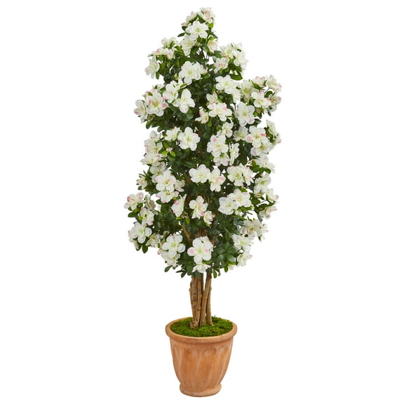 Nearly Natural 59 Azalea Artificial Tree in Terracotta Planter