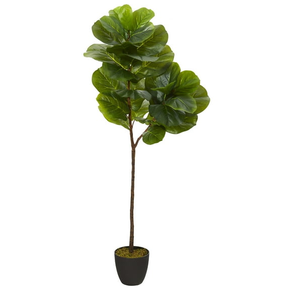 Nearly Natural 59" Fiddle Leaf Artificial Tree Real Touch in Green/Black
