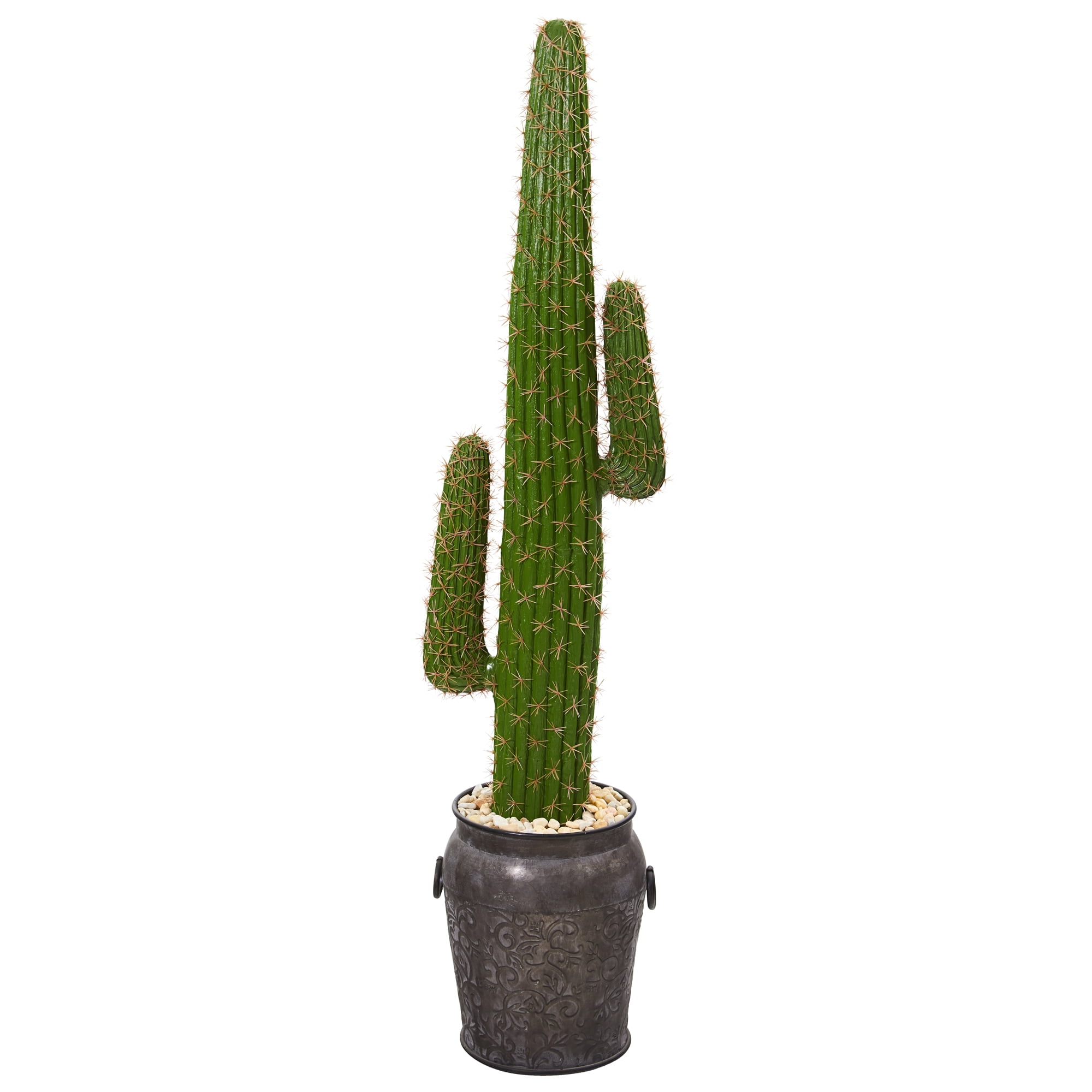 Nearly Natural 59in. Cactus Artificial Plant in Metal Planter