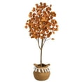 thumbnail image 1 of Nearly Natural 5ft. Artificial Autumn Eucalyptus Tree with Handmade Jute & Cotton Basket with Tassels, Orange, 1 of 5