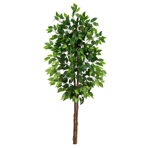 Nearly Natural 5ft. Artificial Double Trunk Ficus Tree (No Pot), Green