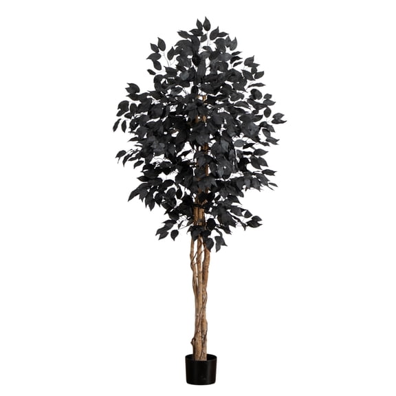 Nearly Natural 5ft. Artificial Halloween Black Ficus Tree with Natural Trunk