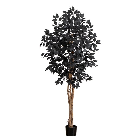 Nearly Natural Artificial Black Ficus Halloween Potted Tree - 5' - Unlit