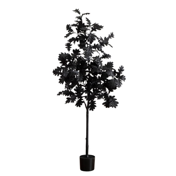 Nearly Natural Artificial Black Oak Halloween Tree with Pot - 5'
