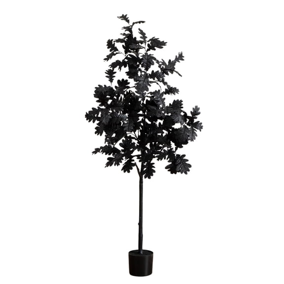 Nearly Natural Artificial Black Oak Halloween Tree with Pot - 5'