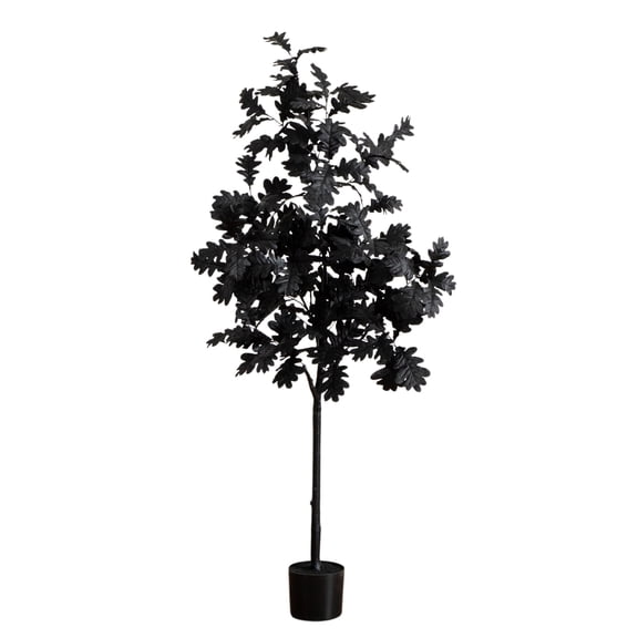 Nearly Natural Artificial Black Oak Halloween Tree with Pot - 5'