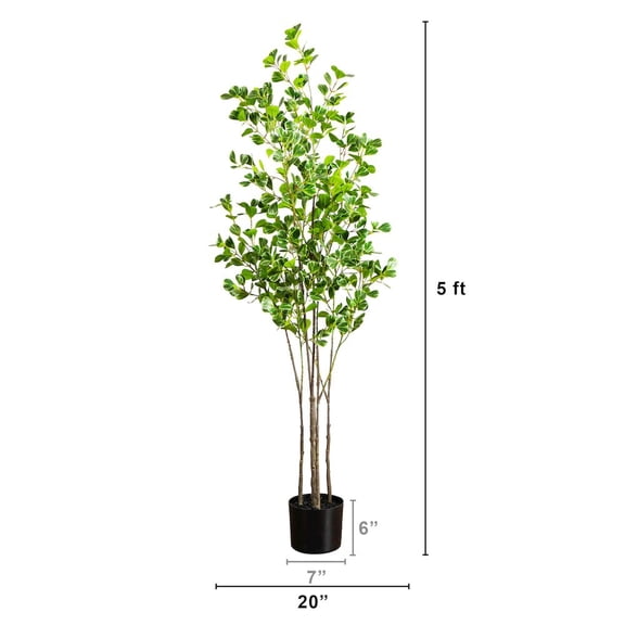 Nearly Natural 5ft. Artificial Heart Shaped Ficus Leaf Tree