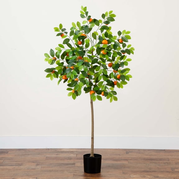 Nearly Natural Potted Tangerine Artificial Tree - 5'