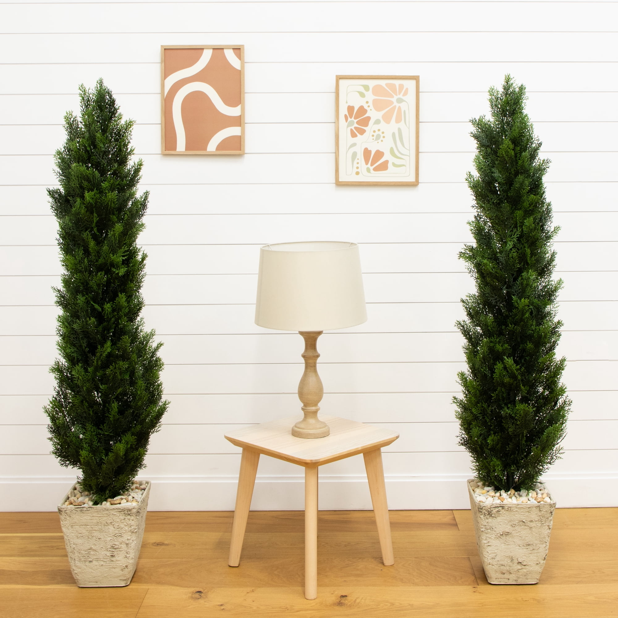 Nearly Natural 5ft. Artificial Topiary Cedar Tree UV Resistant (Indoor ...