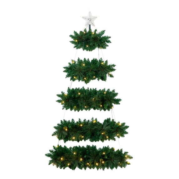 Nearly Natural 5ft. Artificial Wall Hanging Christmas Tree with 50 Warm White LED Lights