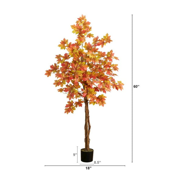 Nearly Natural 5ft. Autumn Deluxe Maple Artificial Fall Tree