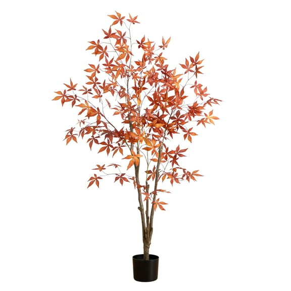 Nearly Natural Japanese Maple Fall Harvest Potted Tree - 5'