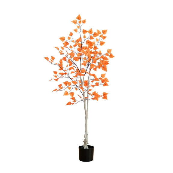 Nearly Natural 5ft. Autumn Paper Birch Artificial Fall Tree